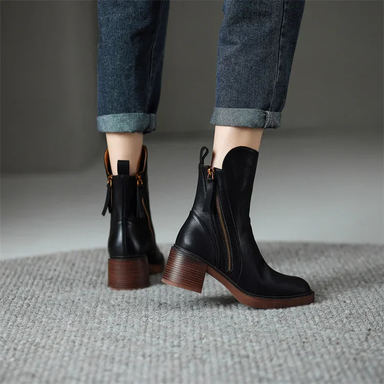 EDITH™ | LEATHER ANKLE BOOTS