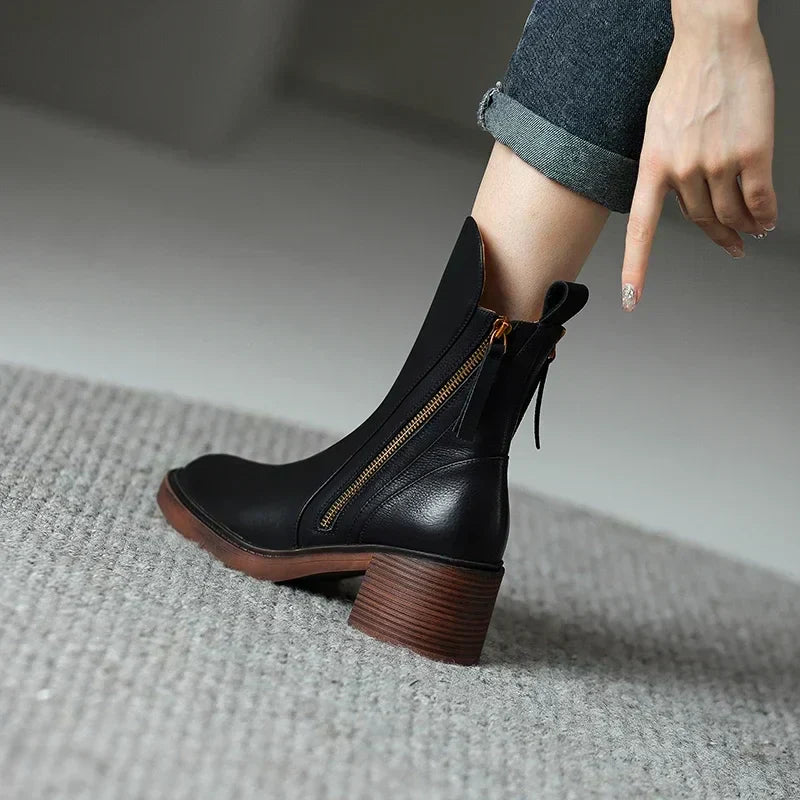 EDITH™ | LEATHER ANKLE BOOTS